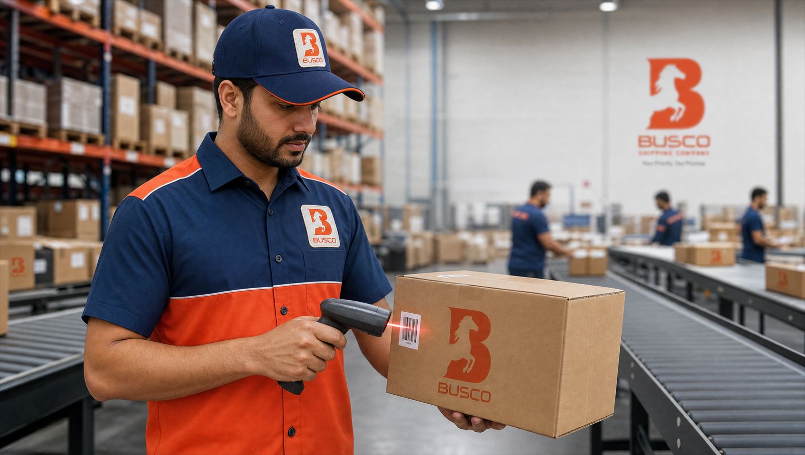 Parcels being scanned on the sorting line